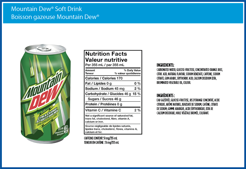 mountain dew nutrition